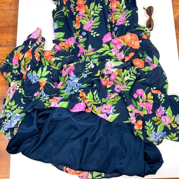 New Monsoon UK Silvia Floral Print Maxi Dress Navy Sz 14 - Picture 13 of 16